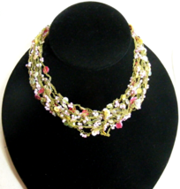 Vintage ZAD Green Twine Colored Plastic Floral Imitation Choker Necklace... - $645.41 MXN