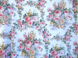 Croscill Home Fashions Vintage Shower Curtain Roses Cottage Garden Cotto... - £31.94 GBP