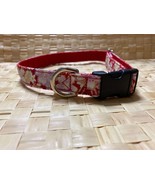 Floral Dog Collar, Plum Blossoms Pattern, Red Color, Medium Size, Shiba ... - £15.12 GBP