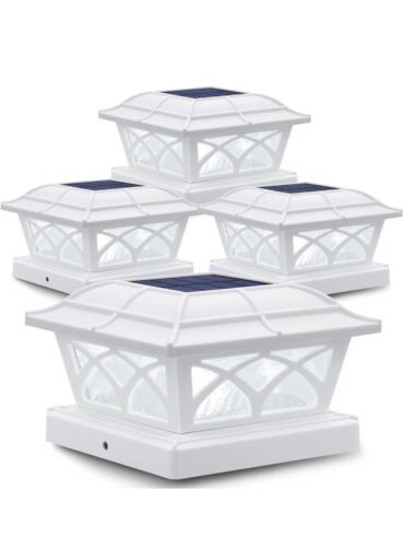 4 Solar Post Cap Lights Outdoor 2 Color Led 4x4,5x5,6x6 For Wood Or Viny... - $34.64