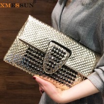 XMES New Foldable Clutch Bag Women Fashion Envelope Party Clutch  Rivet  Crossbo - £89.05 GBP