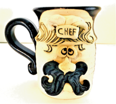 Teigland Bradford Studio Art Pottery Chef Mug 3D Face w/ Moustache 12 oz... - £9.13 GBP