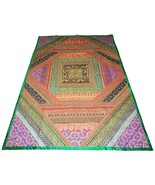 Boho Tapestry bedspread wall hanging blanket throw vintage sari zari pat... - £81.39 GBP