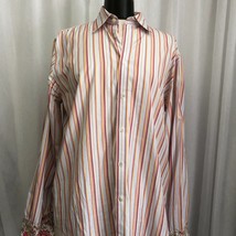 Ted Baker Men&#39;s Casual Shirt Pink, Red, Orange Striped Size 4 / 40 Large - £23.73 GBP