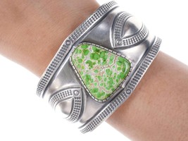 High Grade Carico Lake Turquoise Heavy stamped repousse sterling bracelet by Nav - £2,738.66 GBP
