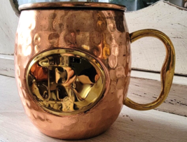 Godinger Hammered Embossed Copper Brass Coffee Cup Mug Initial &quot; R &quot; - £10.47 GBP
