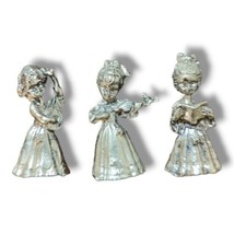 Vintage Pewter Miniature Figurines Musician Girls Set Of 3  - $22.95