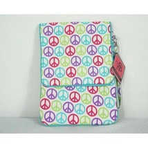 Tablet Bag Canvas Tech bag 3 pockets Peace Sign Pattern Multi Color NWT - £6.82 GBP