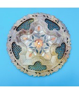 Carved Soapstone 8&quot; Platter with Floral Pattern Colored Stone &amp; Mother o... - €38,65 EUR