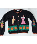 Ugly Halloween Hartstrings Knit Sweater Grandma VTG Holiday 3D Cardigan ... - $127.15 CAD