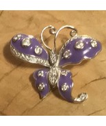 Butterfly Pendant Jeweled Purple Enamel - $14.95