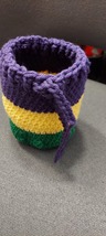 Mardi Gras Pouch 501 - 5 1/2 inches high, hand crocheted - £9.61 GBP