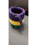 Mardi Gras Pouch 501 - 5 1/2 inches high, hand crocheted - $16.46 CAD