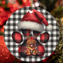 Reindeer Dogue de Bordeaux Dog Buffalo Plaid Christmas Ornament Gift Tre... - $15.79