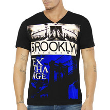 Nwt Brooklyn Bridge New York Ny Exchange Fashion Men Black V-NECK T-SHIRT Size M - £9.34 GBP