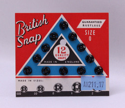 12 Count British Snaps - Black Size 0 Quality Snaps Garment Fasteners M211.17 - $2.00