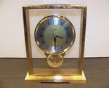 Howard Miller Mantle Clock Gold Brass Glass Spinning Movement Vintage Desk  - $134.99