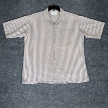 Columbia Shirt Mens Large Tan Plaid Short Sleeve Button Up Pocket Seersu... - $17.61