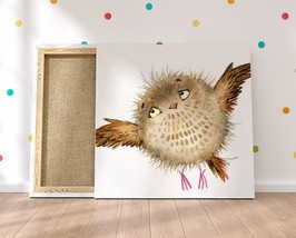 Cute Cartoon Baby Owl Canvas Print Nursery Decor Forest Animals Baby Kids Room W - £47.30 GBP