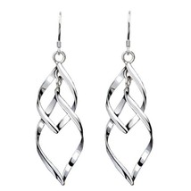 Women Classic Double Layer Loops Design Twist Wave Alloy Earrings for Daily Scho - £6.35 GBP