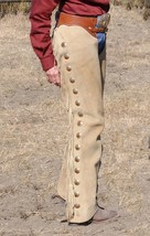 Handmade Cowboy Buckskin Suede Leather Pant Rodeo Chap Western Mountain Man Chap - £66.83 GBP+