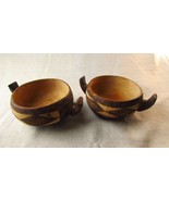Two Pyrography Etched Old Wooden Dough Bowls - $57.69