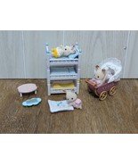 Calico Critters Baby Bunnies Children triple bunk beds pink carriage sto... - £18.82 GBP