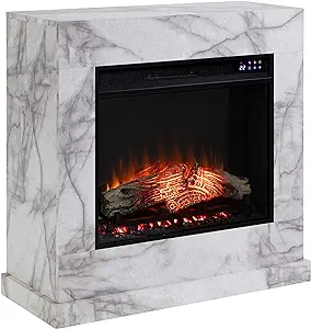 Dendale Faux Marble Electric Fireplace, New White-Gray Veining - $644.99