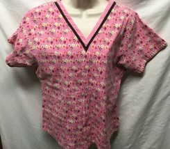 Pink Flower Scrub Top Sz M No Tag Womens - $169.65 MXN