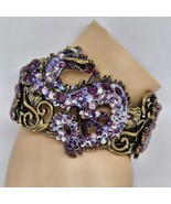 Kirks Folly Dragon Rhinestone Hinged Bangle Bracelet AB Purple Rhinestones - £71.07 GBP