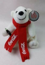 1998 COCA COLA Bean Bag Plush 5 1/2&quot; Polar Bear Soda &amp; Red Scarf  - £15.57 GBP