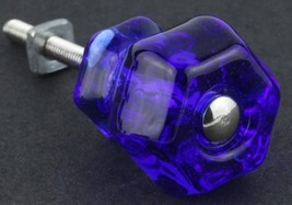 Glass Cabinet Knobs Pulls Vintage Depression Era Inspired Cobalt Blue Se... - £9.95 GBP