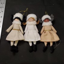 Target Wondershop Set of 3 Girls with Pigtails Winter Ornaments 6&quot; - £18.52 GBP