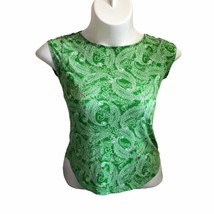 Liz Claiborne Shirt Top T-Shirt Womens PM Pullover Green Paisley Cap Sle... - $15.00