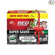 Dabur Red Toothpaste-300g Family Pack With Toothbrush + Dabur Herb&#39;L Charcoal - £20.04 GBP