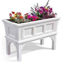 White Rectangular Raised Garden Bed Planter Box with Removeable Trays - £260.18 GBP
