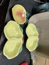 Vintage Belmar of Cali Pottery 2 Yellow Pear Shaped  1 Orange Candy &amp; Nut Dishes - £13.28 GBP