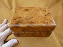 (BOX-509) large BURL BOX hinged Thuya Wood African carved carving Morocco Exotic - £45.57 GBP