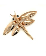 Vtg Signed Sterling Vermeil Rose Gold Polish Dragonfly Rhinestone Design... - £58.05 GBP