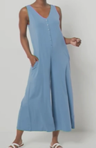 Any Body Cozy Knit Luxe Button Down Sleeveless Jumpsuit- Dusk Blue, Tall X-SMALL - £25.41 GBP
