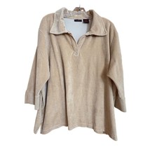 Genesis Beige Pullover Loungewear Velvety Shirt 3X Soft Collared Vintage... - $16.65