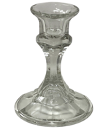 Vintage Clear Glass Candlestick Holder for Taper Candles Hexagon 4&quot; Tall - $8.99