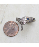 Natural Sapphire Pave Diamond Red Ruby Eyes Snake 925 Solid Silver Ring Jewelry - $180.52