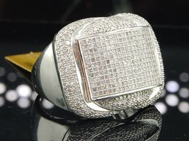 14K White Gold Finish Men&#39;s Ice Diamond Engagement Wedding Pinky Band Ring - £116.51 GBP