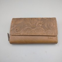 BOC Born Concept Saddle Brown Tooled Wallet Clutch Faux Leather - £8.78 GBP