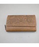 BOC Born Concept Saddle Brown Tooled Wallet Clutch Faux Leather - £8.84 GBP