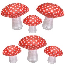 Mushroom Hanging Lanterns, 6Pcs Large Mushroom Shaped Paper Lantern For Forest J - £26.72 GBP