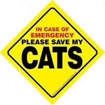 In Case of Emergency Please Save My CATS Bright Yellow Easy Read Window ... - £4.62 GBP