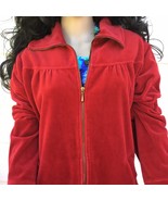 Style&amp;Co Sport Red Velour Jacket Blouse Shirt 1X Zip Up Long Sleeve Cott... - £7.82 GBP