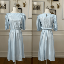 Vintage 70s 80s Jeri Lee Light Blue Satin Stripe Dress S - $508.89 MXN
